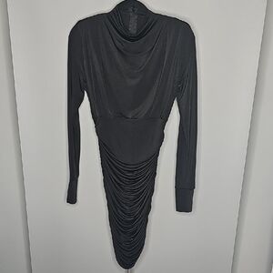 Black Ruched Cowl Neck Bodycon Dress